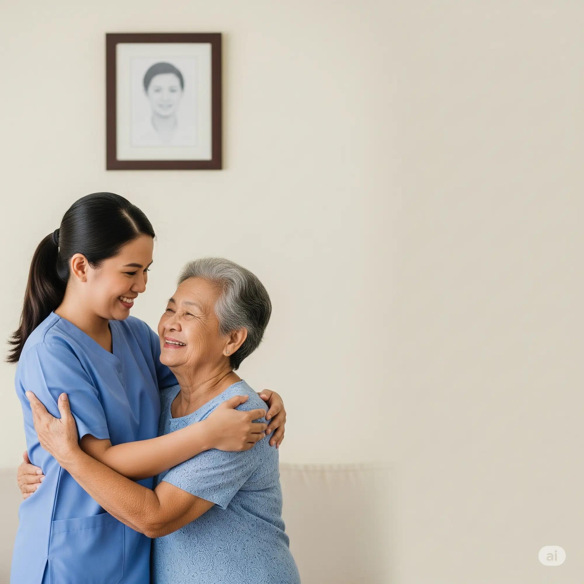 Nurse assisting elderly woman